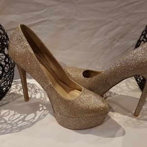 Charlotte Russe Gold Glitter Pumps Size 8